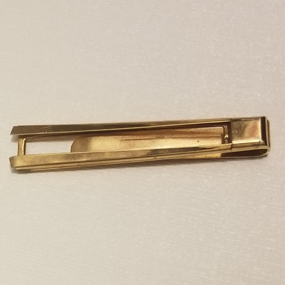 Vtg goldtone signed Swank tie clip- stained - Picture 2 of 3